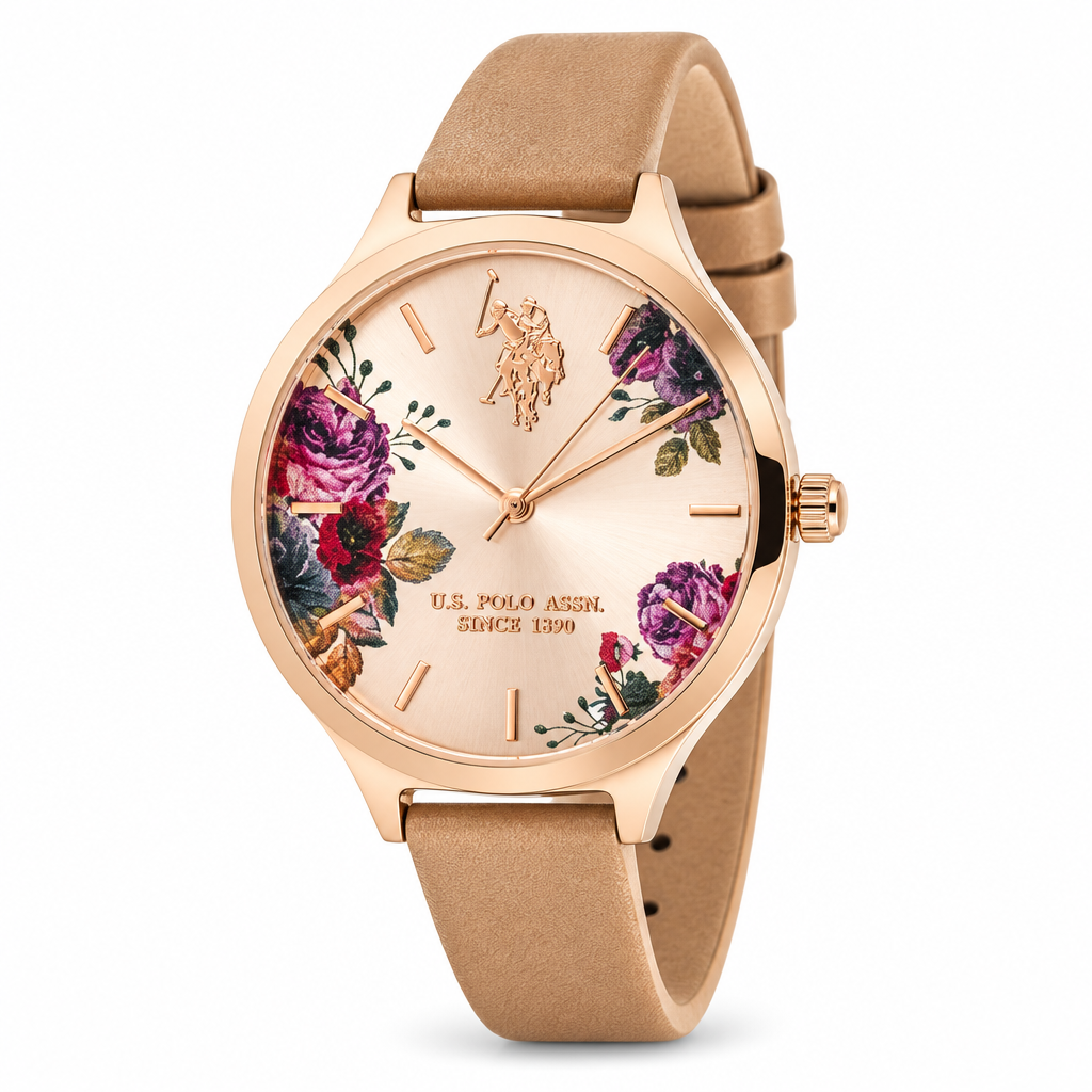 U.S. Polo Assn Watch - Beige Floral Print