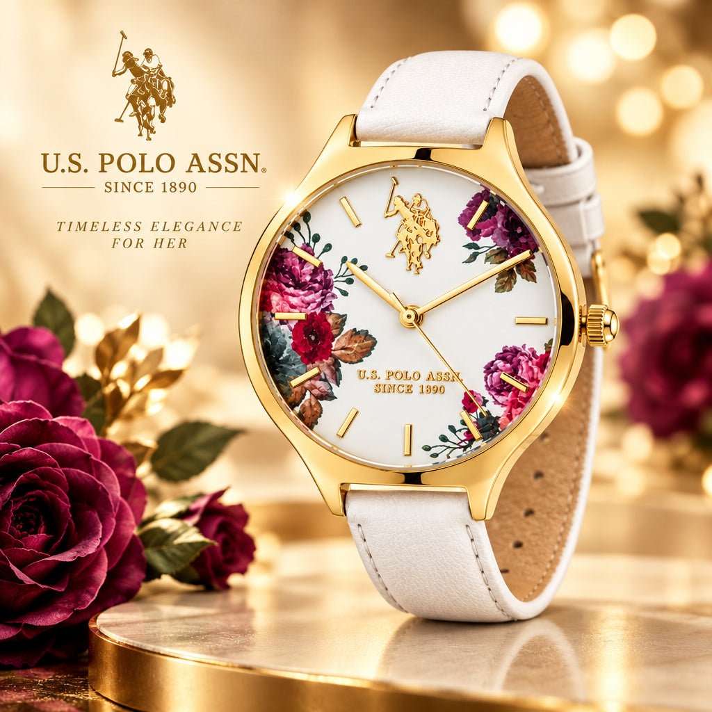U.S. Polo Assn Watch - White Floral Print